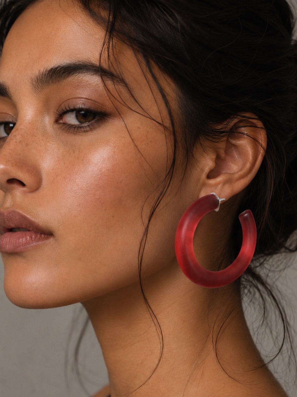 New big pink acrylic lucite hoop earrings